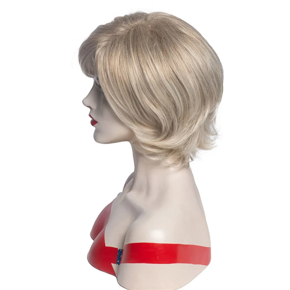 Short Blonde Straight Wig Synthetic Hair New Fashion Temperament European and American Wigs Cosplay Hairs