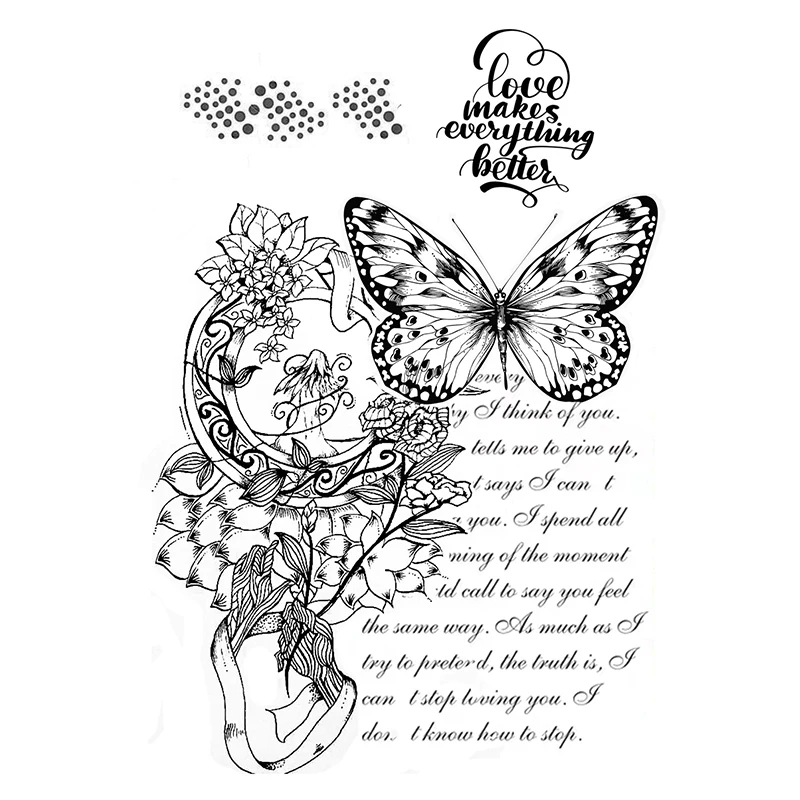 AZSG Vintage Butterfly text Clear Stamps/Seal For DIY Scrapbooking Card Making Album Decorative Silicone Stamp Craft image 4