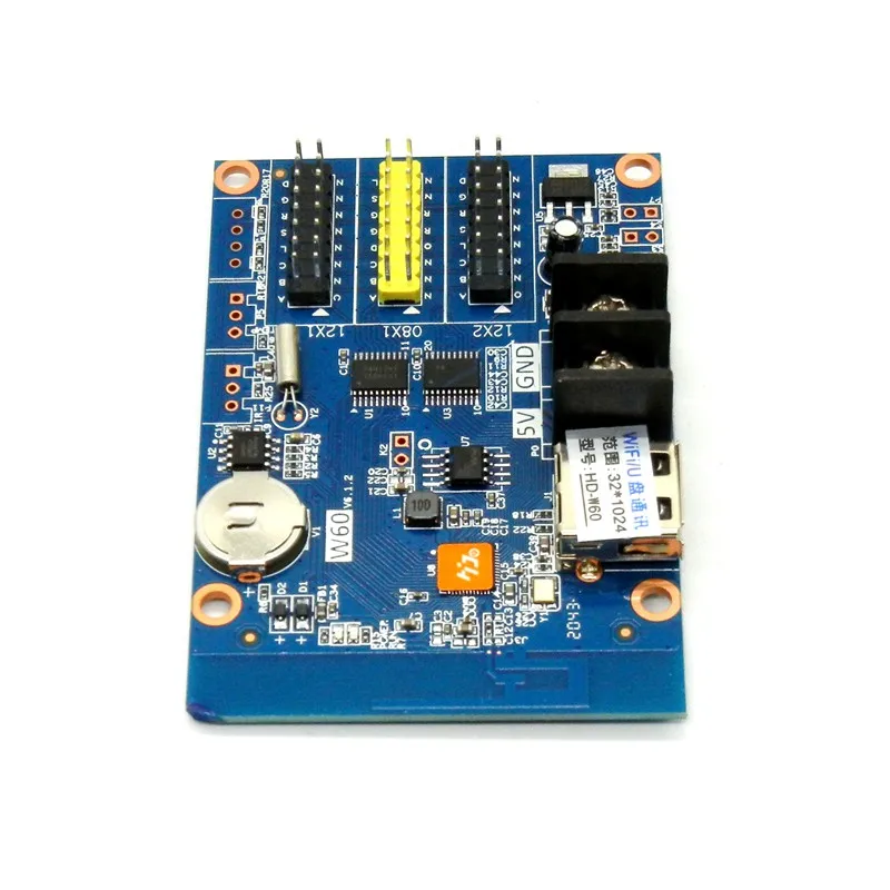 HD-W60 Wifi / USB Led Control Card 1024*32 Pixels Wireless Single / Dual Color Led Controller P10,f3.75 Module Drive Board