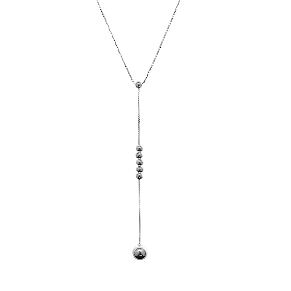 String of Beads Necklace & Pendant Fits For Beads & Charms DIY Chain Fashion Female Necklace Sterling Silver Jewelry