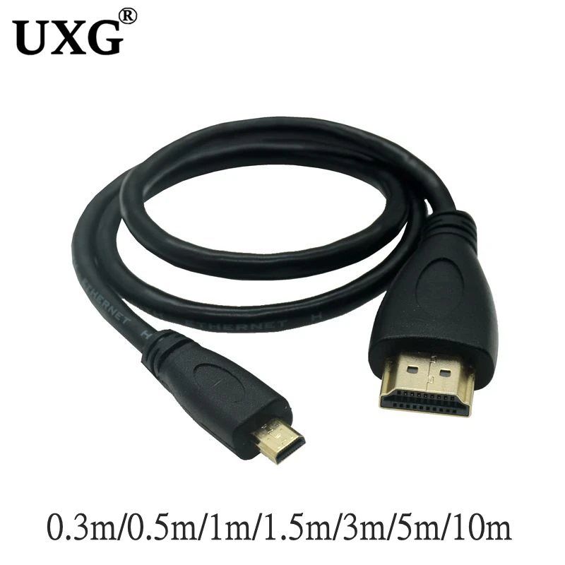 High Speed Micro Mini HDTV To HDMI-compatible Cable 4K 1080P 3D For HD TV XBOX PS3 Camera / Tablet Computer Cable 0.3m 1m 3m 5m