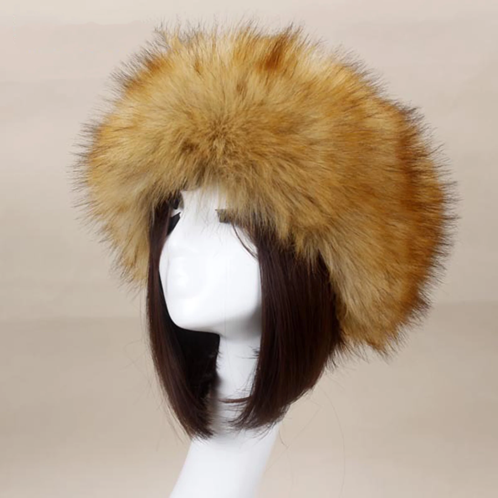 Winter Women Faux Fox Fur Hat Thick Furry Warm Beanies Hat Plush Russian Thick Fluffy Bomber Caps Female Cold-proof Snow Ski Cap