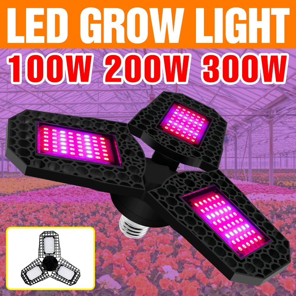 300W LED Phyto Lamp Full Spectrum Deformable Grow Light LED 220V Lamp Plant Seeds Lampara Hydroponics Bombilla Growth Tent Bulb