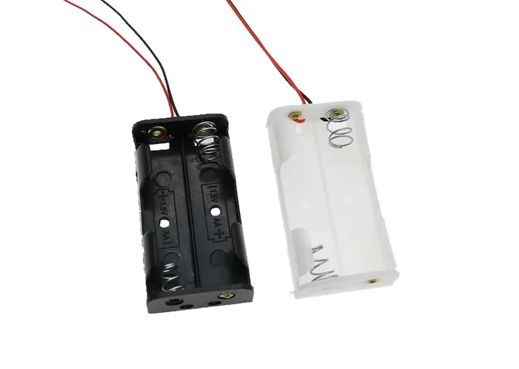 

600pcs/lot MasterFire 2*AA 3V Plastic Battery Holder Storage Box Case With Cable Leads For 2 x AA 1.5V Lithium Batteries Cover