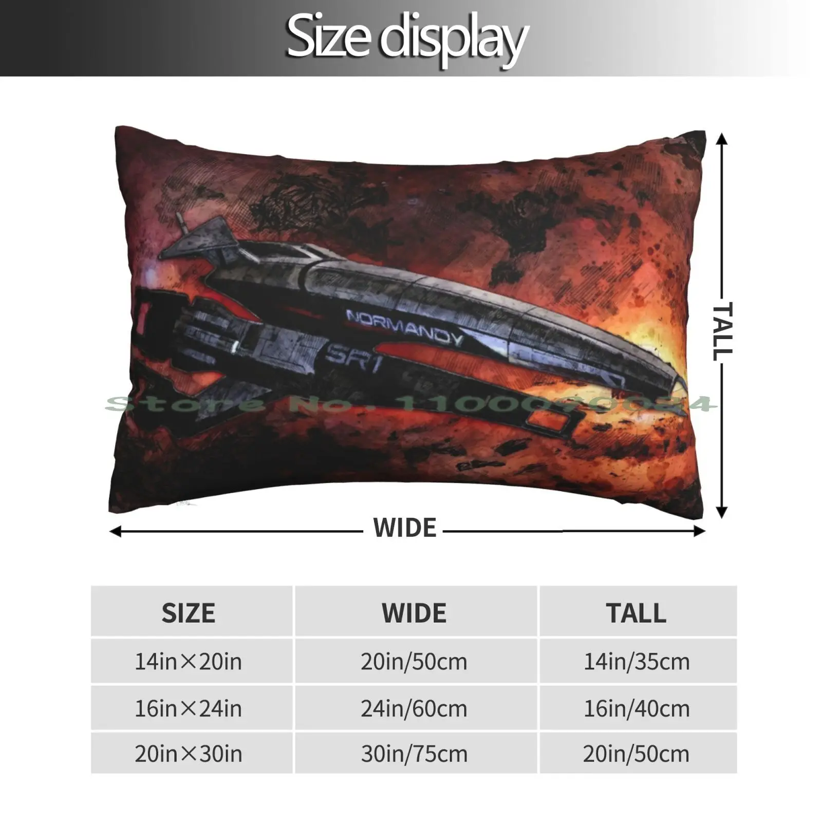 Normandy Pillow Case 20x30 50*75 Sofa Bedroom Mass Effect 1 Mass Effect 2 Mass Effect 3 Mass Effect Normandy Mass Effect Reaper