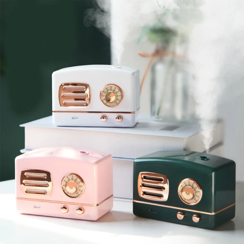 جديد ريترو راديو شكل سعة كبيرة المحمولة سطح المكتب الهواء المرطب USB ضباب صانع زيت عطري الناشر للمنزل سيارة