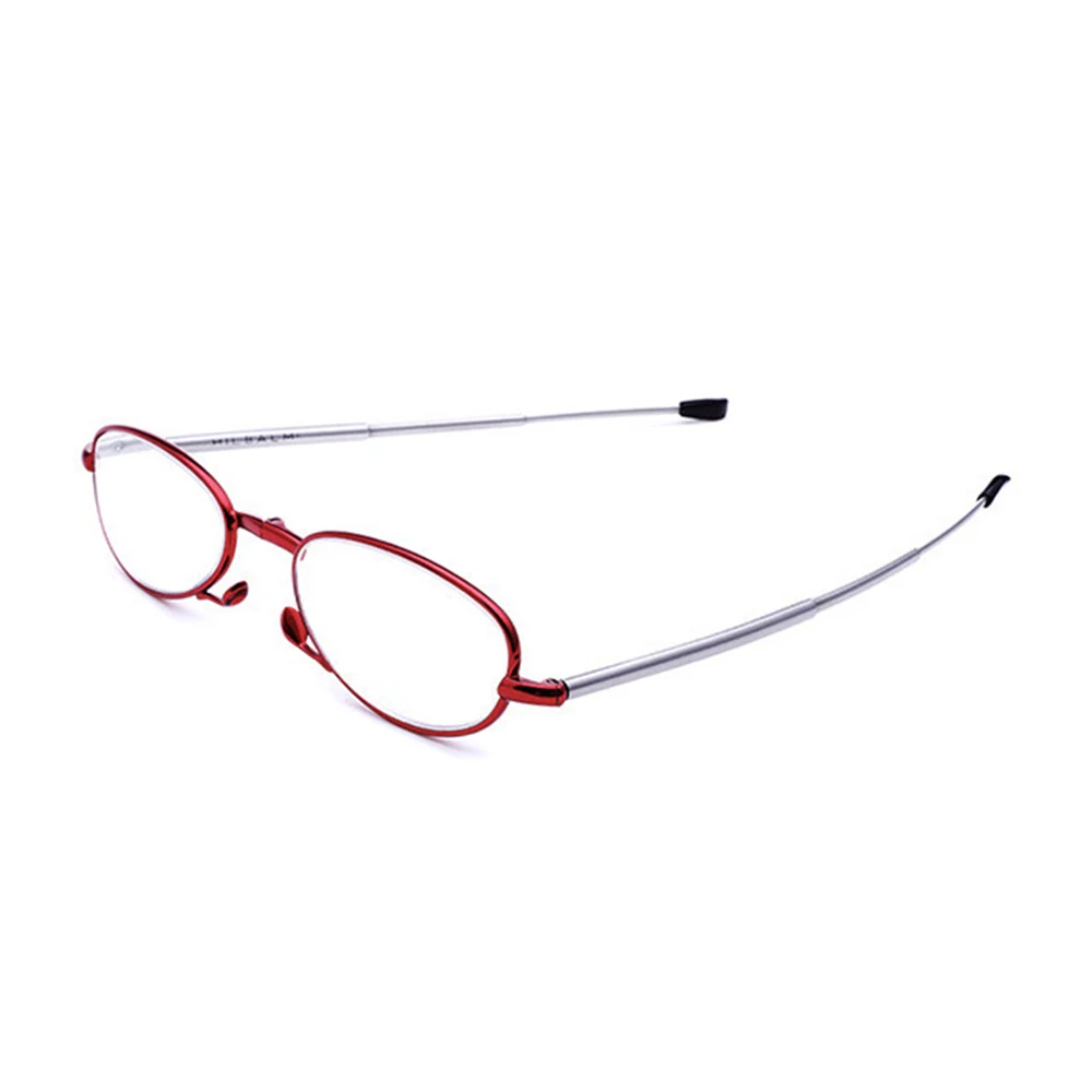 Fashion Folding Reading Glasses With Case Men Women Frame Metal Glasses Telescopic Rotation Presbyopia Eyeglasses +1.0 +1.5 +2.0