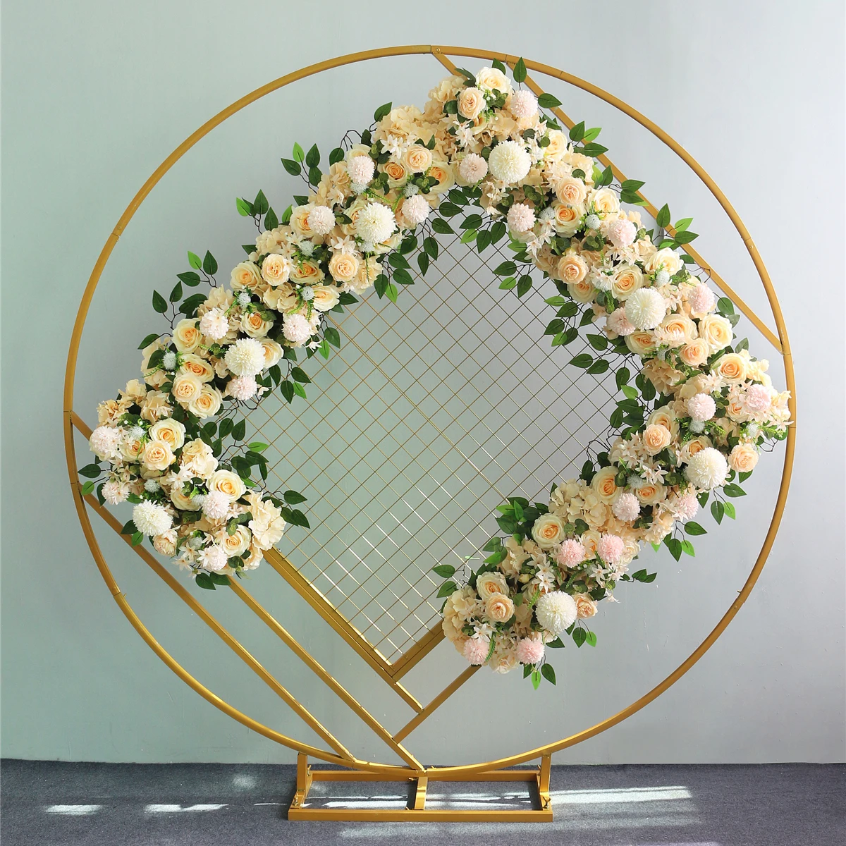 Circle Wedding Arch, Marriage Backdrop, Background Decoration, Metal Creative Ring, Rectangle Grid, Home Party, New