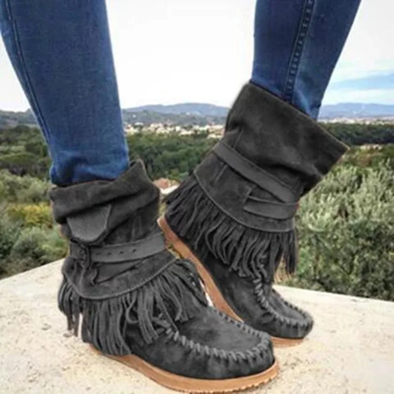 Women Tassel Winter Snow Boots Ladies Suede Ankle Boot Female Fashion Casual Shoes Comfort Footwear Plus Size 35-43