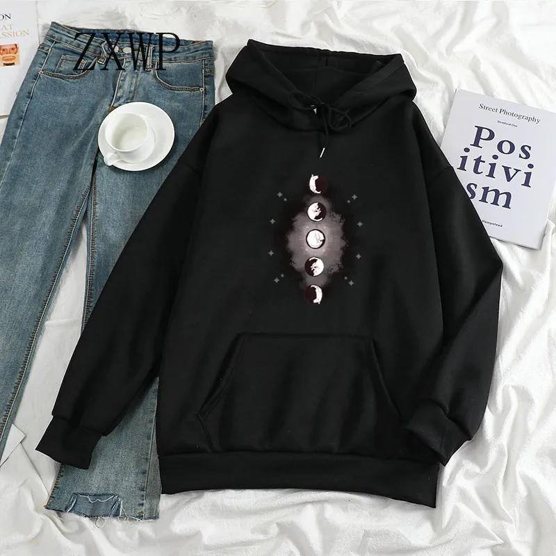 

Hoodie Women Aesthetic Luna cat Hoodies Loose Sweatshirt Women Fleece Streetwear Graphic Winter tops Clothes Dropshipp