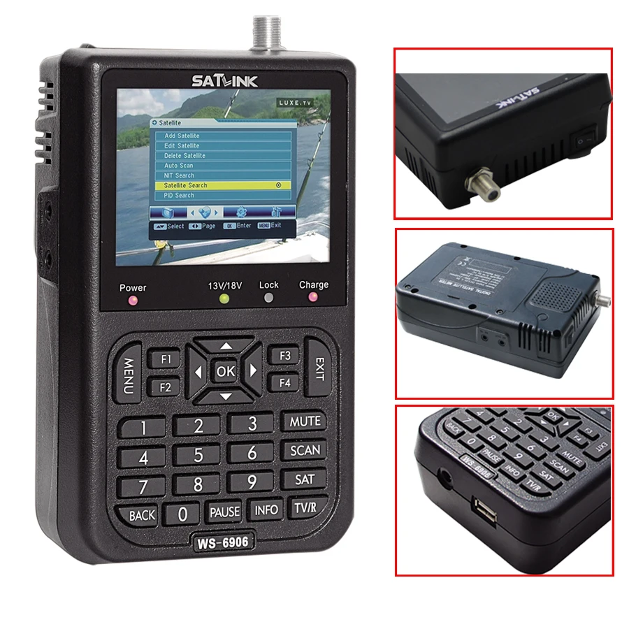 Satlink WS6906 3.5 inch LCD DVB-S Digital Satellite Signal Finder Meter DVB S Digital Satellite Full FTA Finders WS 6906 WS-6906