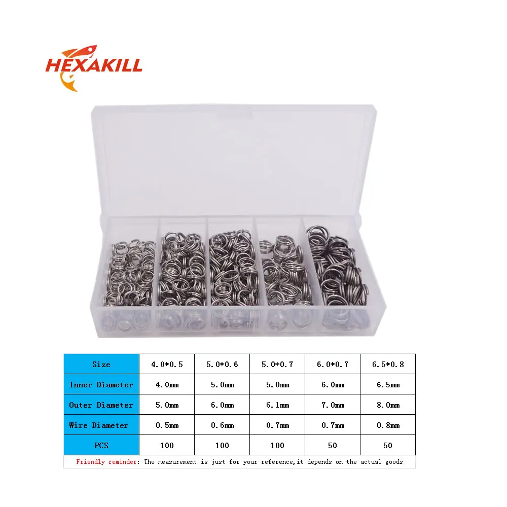 400pcs/Lot Stainless Steel Split Ring Fishing Hard Bait Double Loop Split Open Carp Tool Fishing Pesca Lures Tackle Connector