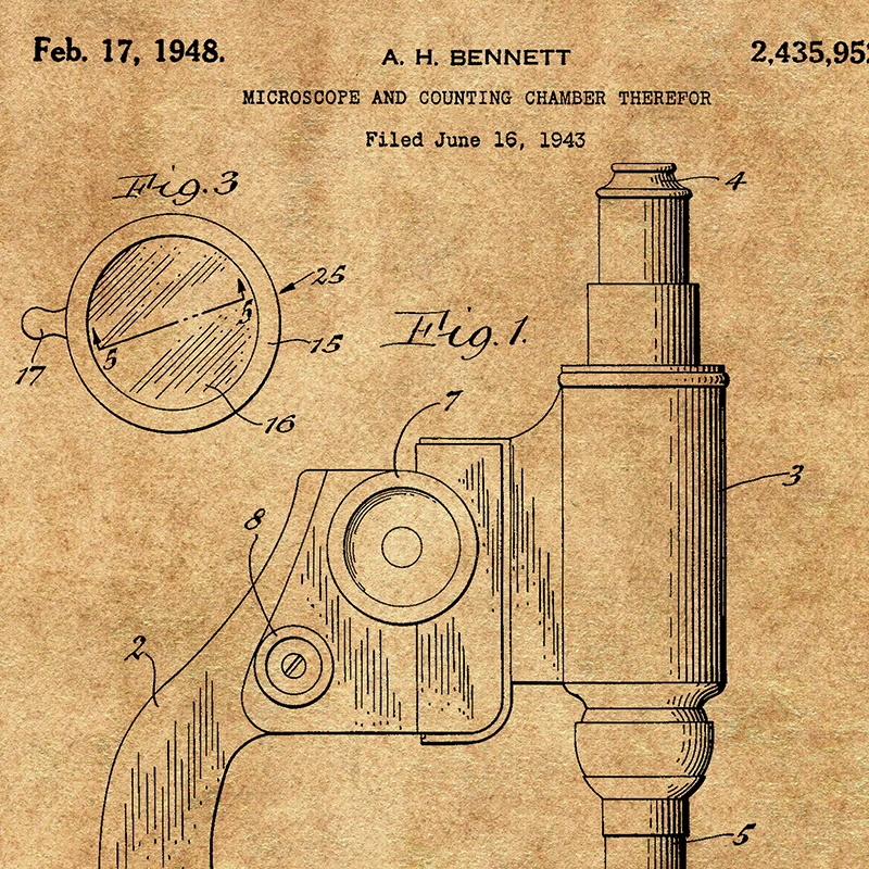 Microscope Patent Microscope Wall Art Print Chemistry Posters Science Room Wall Decor Vintage Blueprint Canvas Painting Pictures