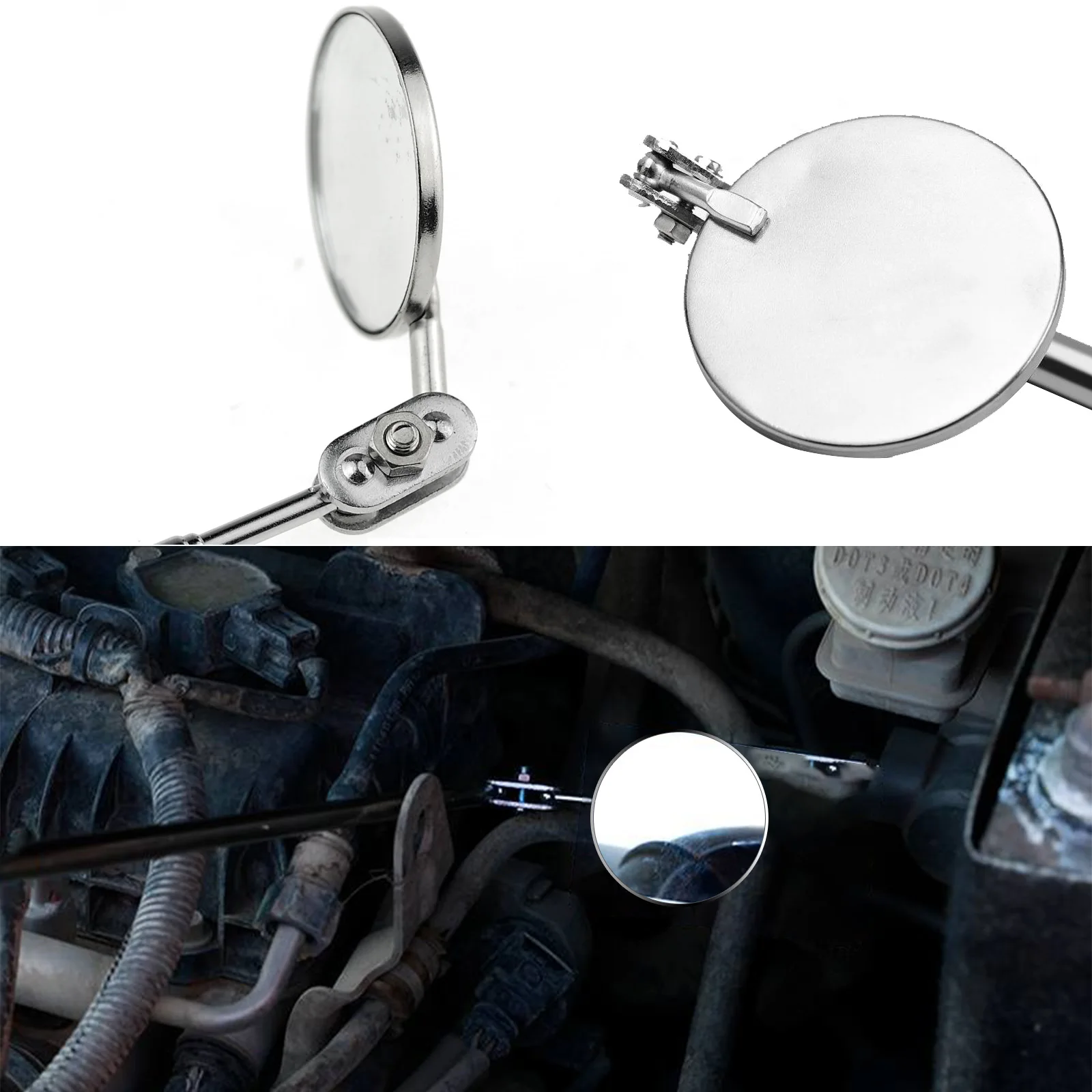 Car Telescopic Inspection Mirror Round Inspection Mirror Extending Detection Round Lens For Auto Inspection Hand Repair Tool