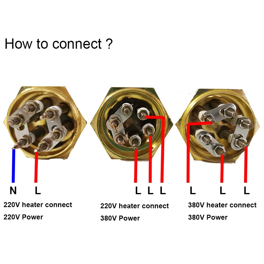 LJXH DN40(47mm) Water Heater Element for Boiler 110V/220V/380V Copper Thread Copper Tube 3KW/4.5/6/9/12