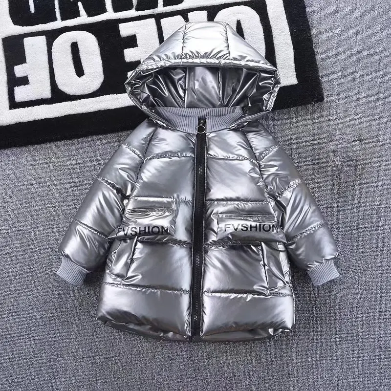 New Winter  Hooded Coat Children Outerwear Down Cotton Jacket Boys Black  Clothing Teenage 2-7Y Kids Parka Padded Snowsuit