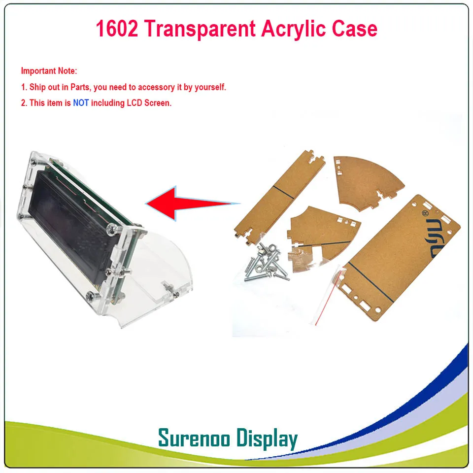 Plastic Box Case Behuizing & Acryl Transparante Beugel voor 80X36 1601 1602 98X60 2004 Karakter LCD Module Scherm LCM