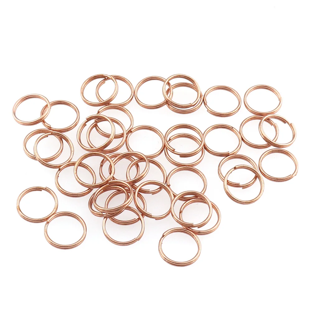 50pcs Rose gold Small Key chain rings Open Jump Rings Double Loops 9mm Split Rings Connectors For Jewelry Making Accessories