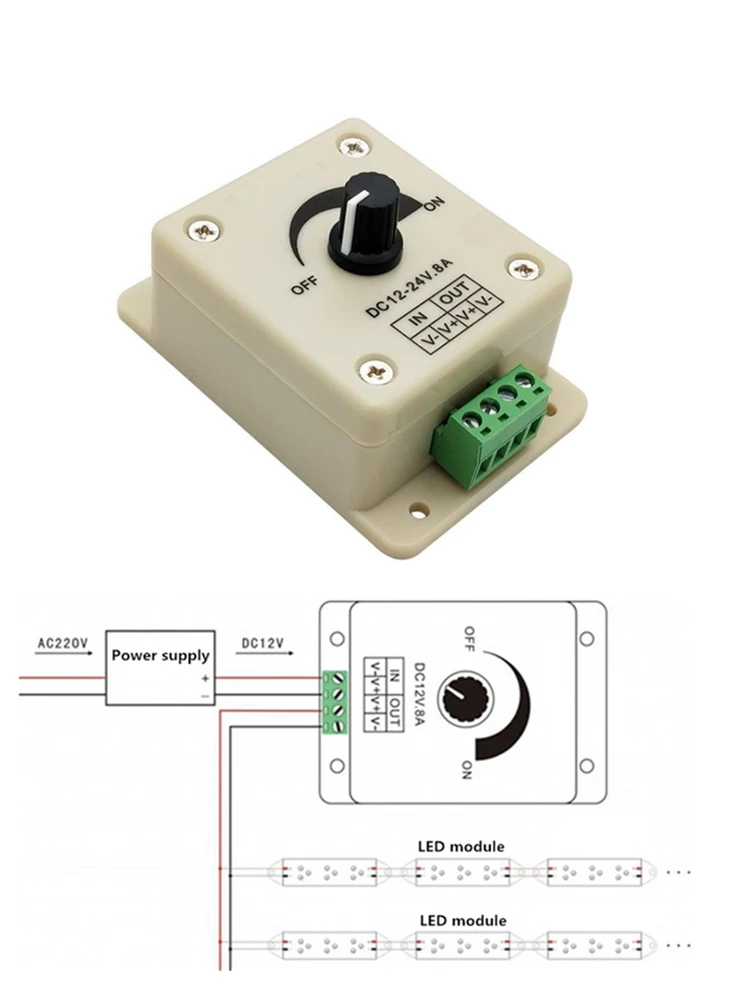 

Selling DC 12V 8A LED Light Protect Strip Dimmer Adjustable Brightness Controller In Stock