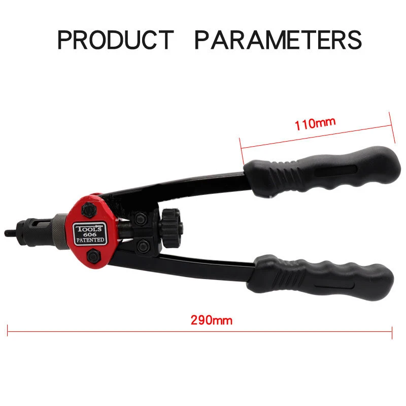 Бесплатная доставка BT-606 RIVET NUT TOOL ручной глухой заклепочник ручной заклепочник заклепочный пистолет с 5 метрическими оправками 50 шт. заклепочные гайки
