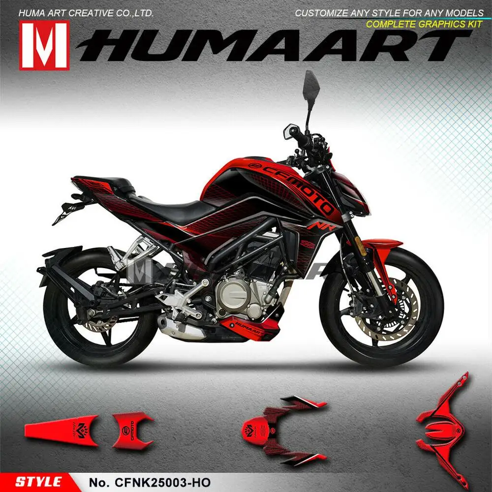 HUMAART Full Vinyl Sticker Custom Graphics Deco Motorbike Wrap Kit for CF MOTO CFMOTO 250 NK NK250 250NK, Red