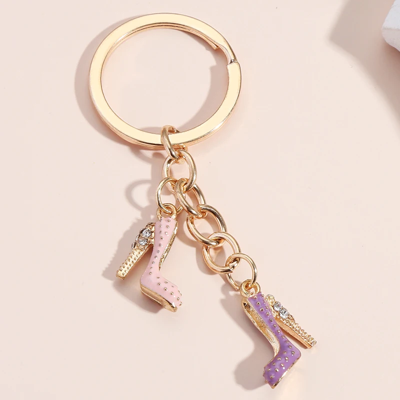 Cute Keychain Colorful High Heels Key chains Enamel Shoes Key Ring Friendship Gifts For Women Girls Handbag Accessorie Jewelry