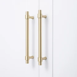 Furniture Pure Copper Handle Bar Light Luxury Fashion Gold Wardrobe Dresser Cabinet Drawer Solid Brass Handle