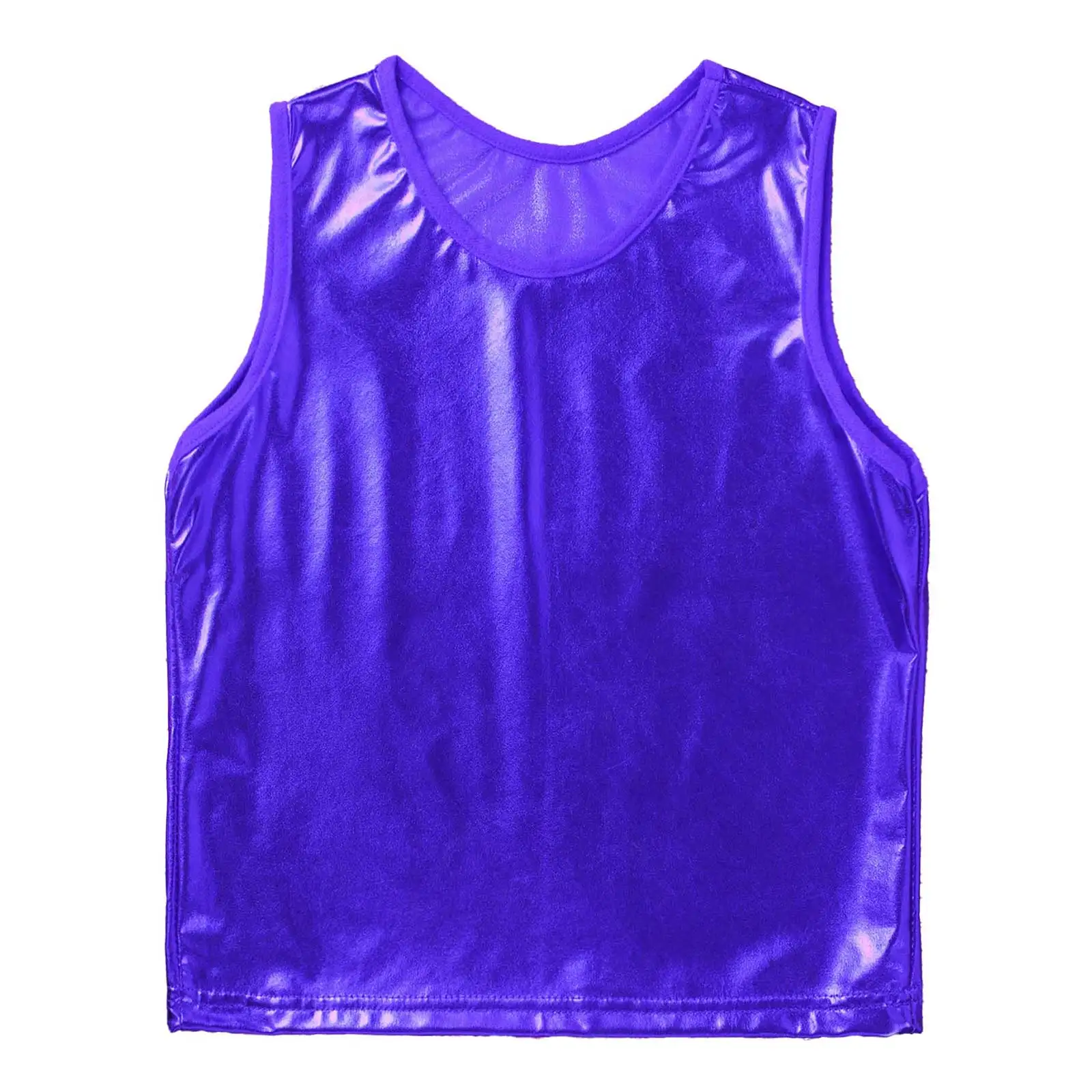 Kids Girls Boys Shiny Metallic Vest Tank Top Children Sleeveless Loose Tanks Tops for Jazz Hip Hop Dance Performance Costumes