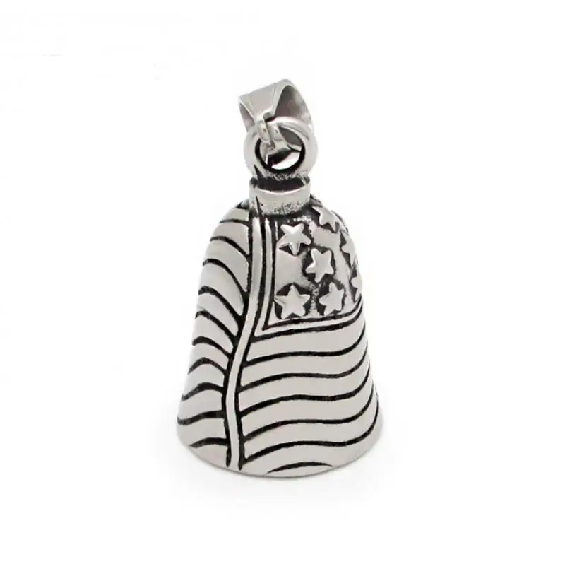 Vintage Silver Color American Eagle Bell Pendant for Men Boy Charm Guardian Bell Motorcycle Necklace Jewelry Gift