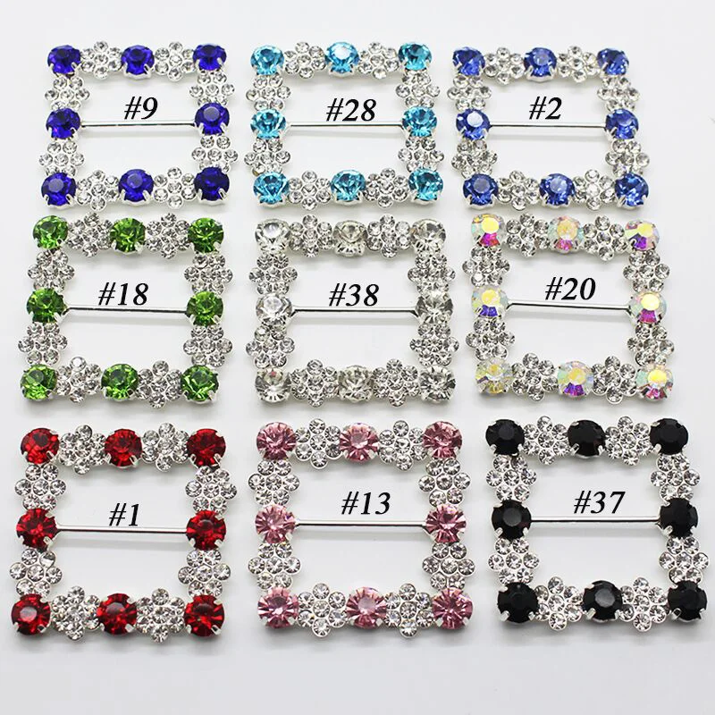 New 45X45MM 2Pcs Fashion Square Crystal Rhinestone Buckles Wedding Invitation card Decoration DIY Hair Accessories