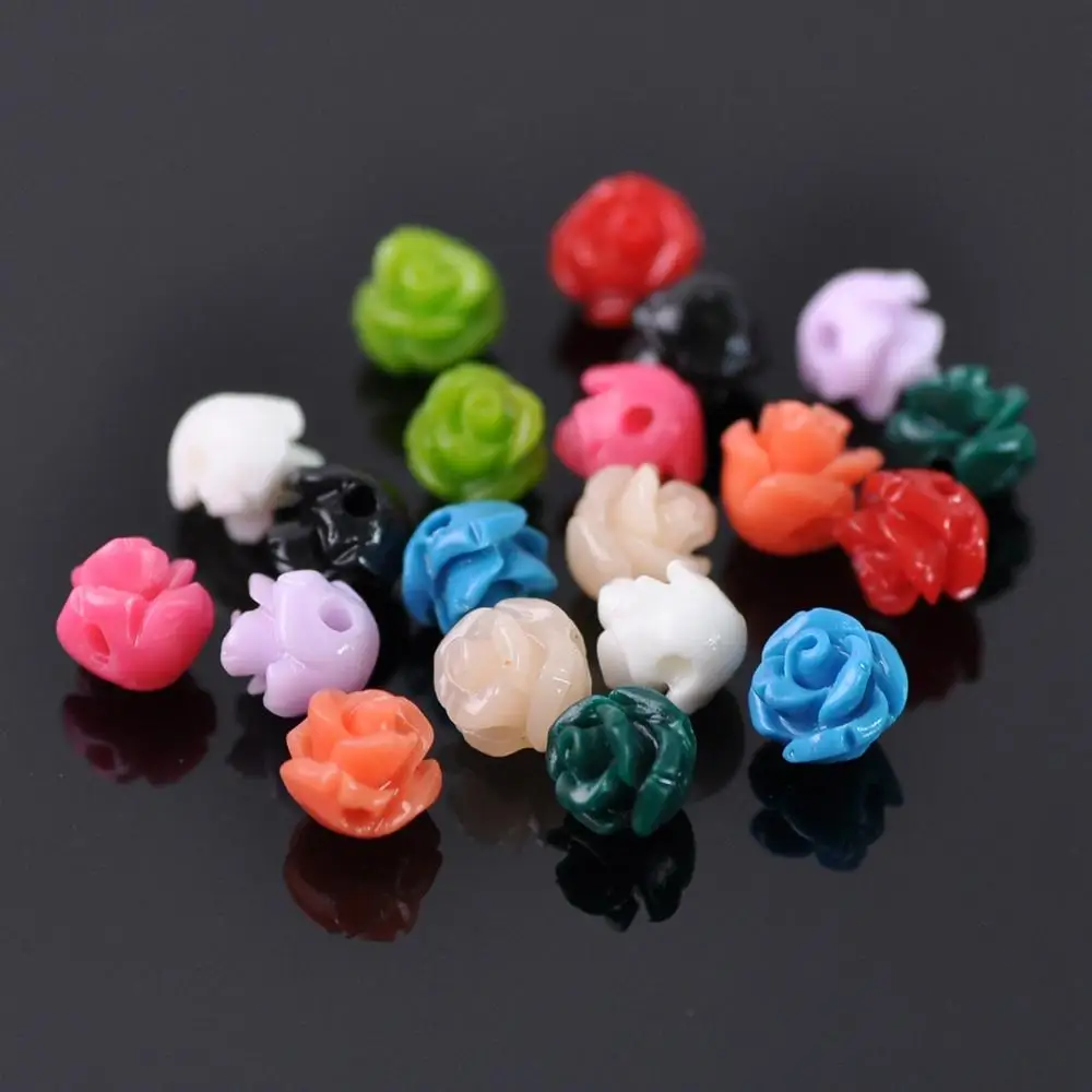 50pcs Mixed Flower Shape 6mm Artificial Coral Loose Spacer Beads Wholesale lot for DIY Crafts Jewelry Making Findings