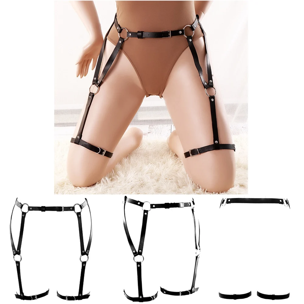 

Pole Dance Wear Harness For Women Fashion Erotic Punk Black Leather Sexy Body Sword Belt Garters Bondage Suspender Lingerie