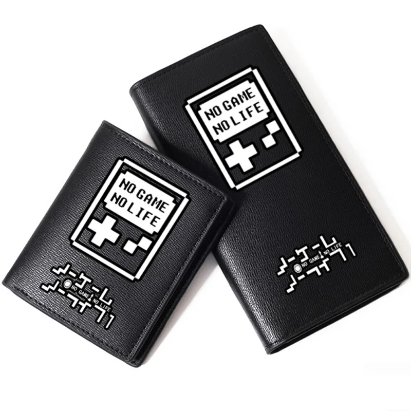 Alta qualidade anime nenhum jogo sem vida couro do plutônio das mulheres bolsa longa dos desenhos animados carteira feminina masculina carteira curta moda titular do cartão de identificação