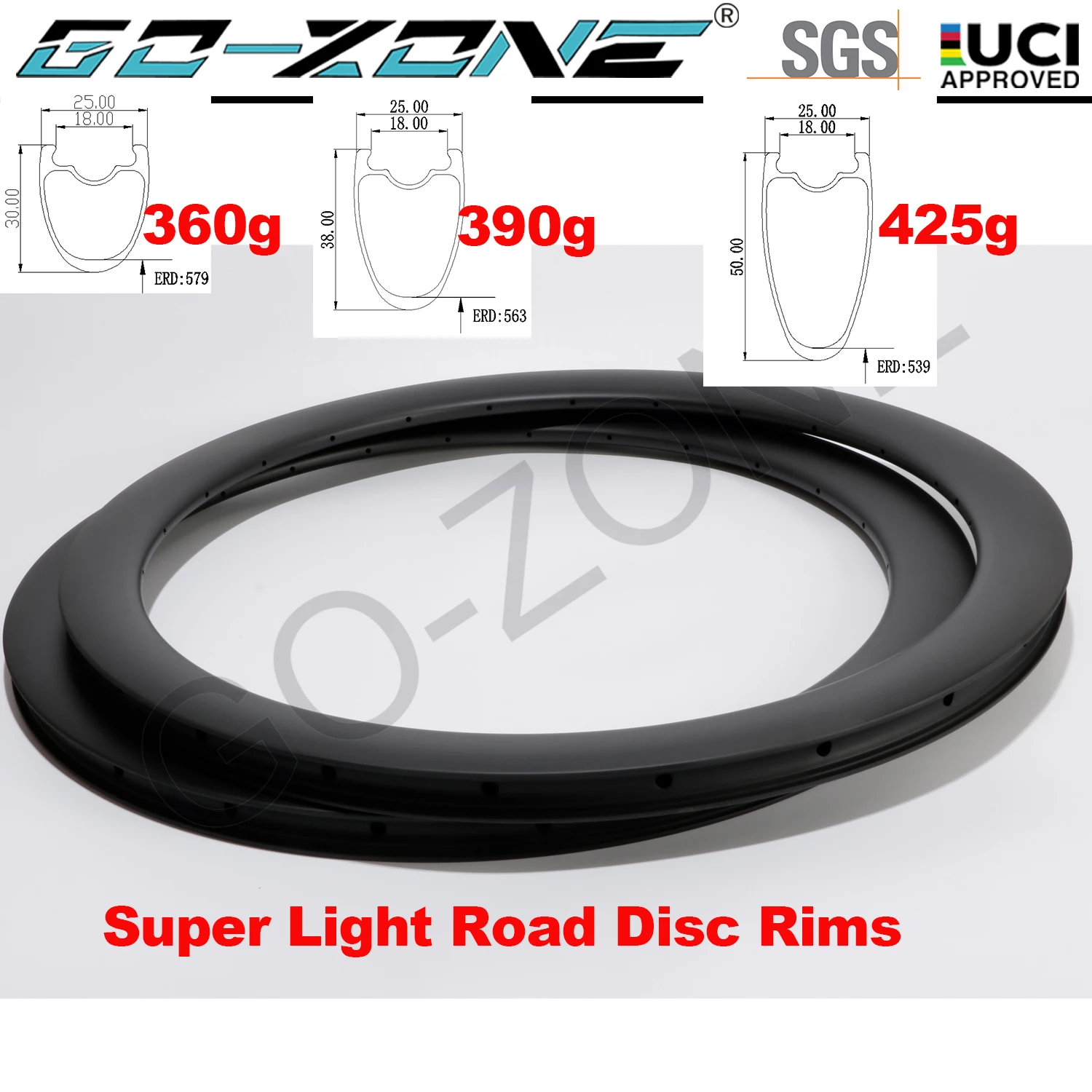 Super Light 700c Carbon Road Rims Disc Brake Clincher Tubeless 25mm Width 30/35/38/40/45/50/55/60/88mm Disc Brake Road Rims