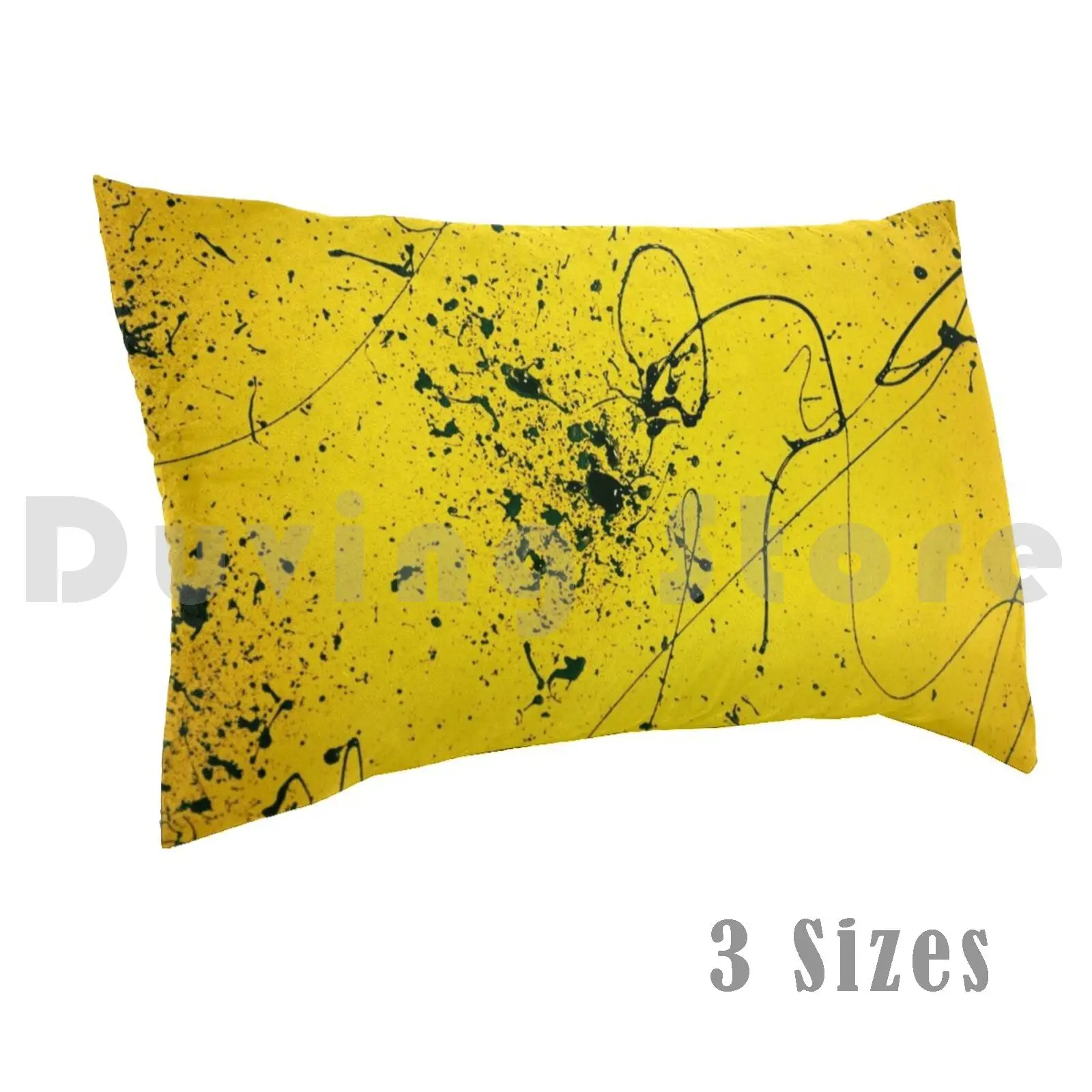 Bumblebee Pillow Case Printed 50x75 Yellow Black Abstract Jackson Pollock Splatter Modern Contemporary Action