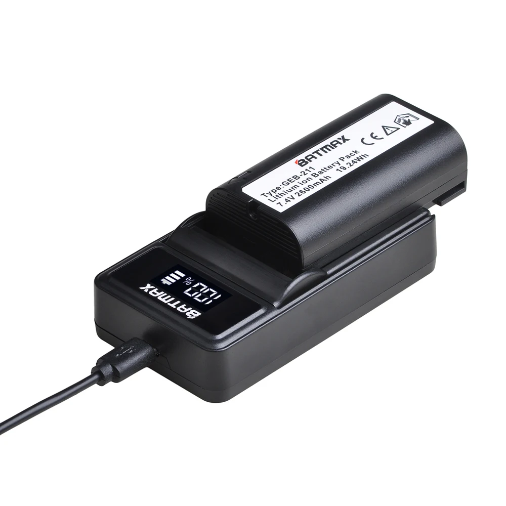 2Pcs 2600mAh GEB211 GEB212 แบตเตอรี่สำหรับ ATX1200 RX1200 GPS1200 GRX1200 GPS + LED USB Charger