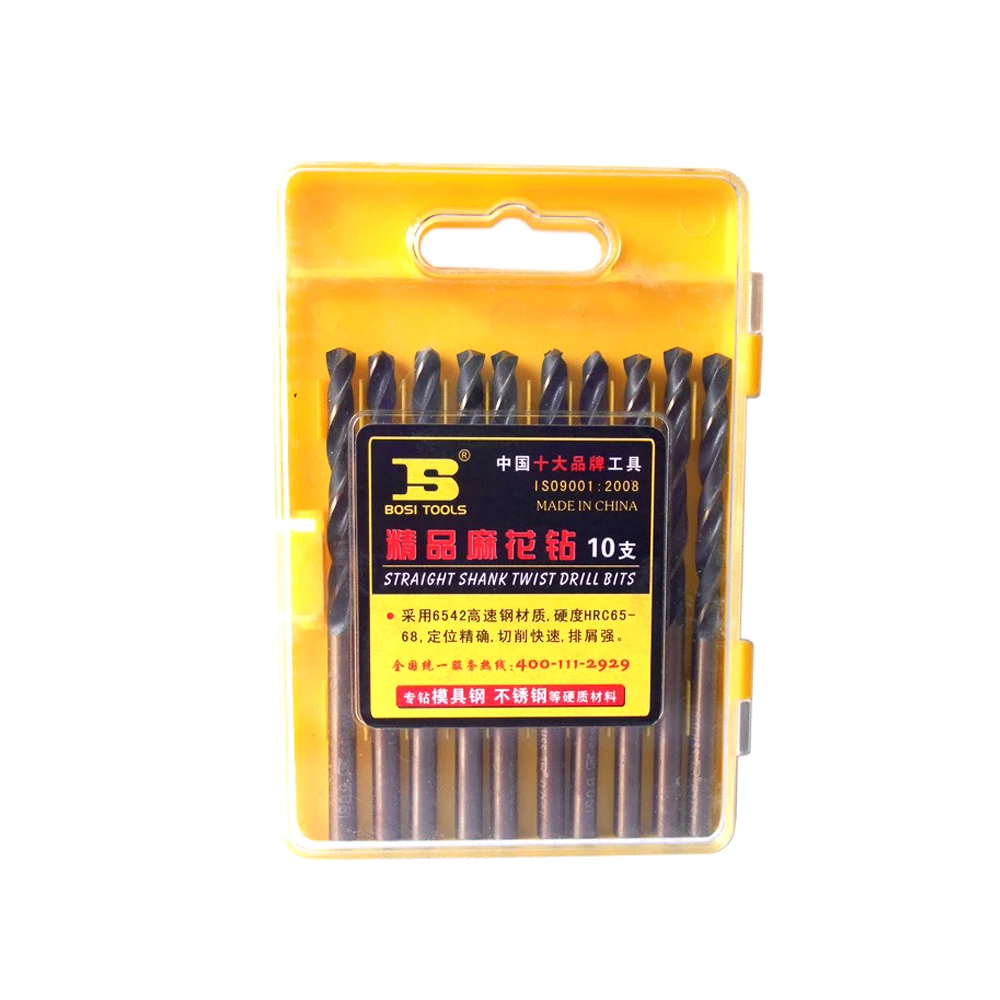 SIJIBOSI-HSSストレートシャンクツイストドリルビット,卸売り,10ピース/パック,5.0mm, HRC65-68