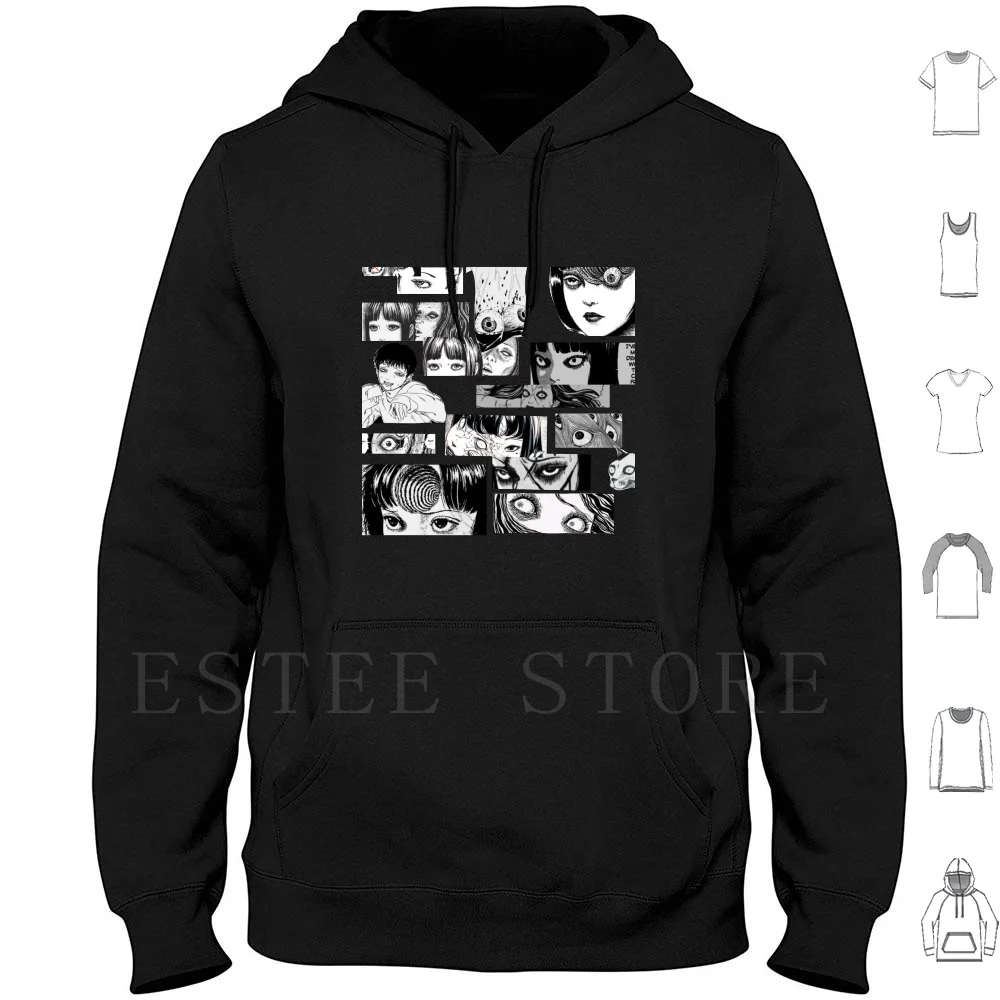 Junji Ito Collage Hoodie Long Sleeve Junji Ito Ito Manga Horror Aesthetic