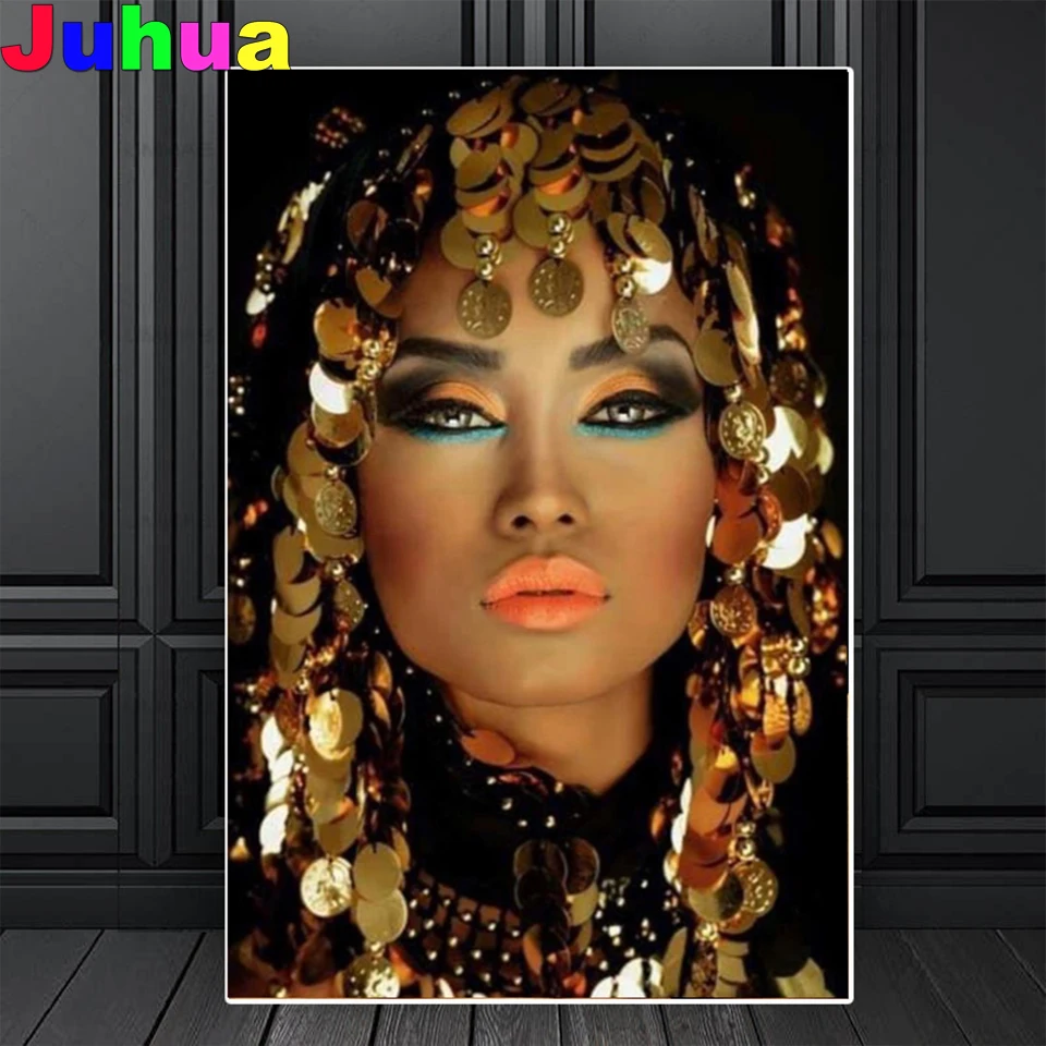 5D Diy diamante mosaico Bling oro trucco donna diamante pittura piazza piena rotonda diamante ricamo ragazza Sexy africana,