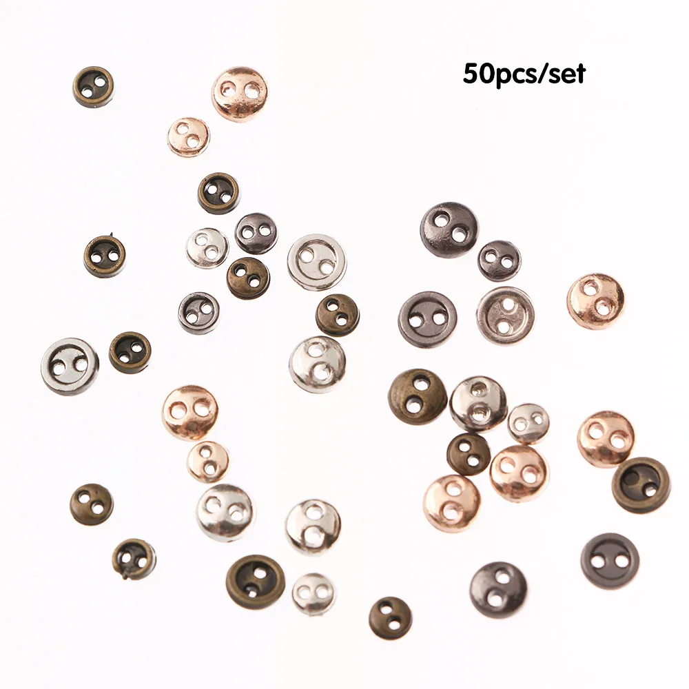 50pcs 3mm 4mm Mini Doll Button DIY Handmade Sewing Button 2-Holes Flatback Button Scrapbooking Accessorie botoes para costura