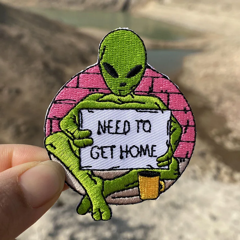 Prajna-Bordado Ferro em Patches para Vestuário, Legal Alienígena, UFO, Patch Espacial, Roupas Adesivos, DIY