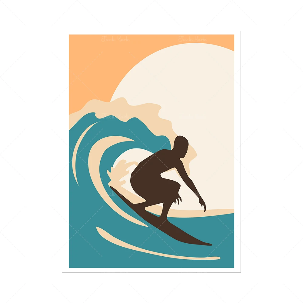 Surf Print, Surfer Décor, Surfers Summer Art Set, Hawaii Surf board, Ocean Wall Art Surfing Triptych, Big Wave, Vintage Surfer