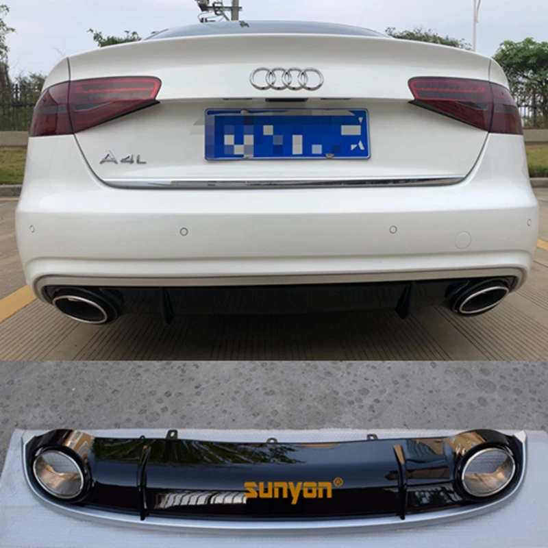 For Audi A4 S4 B8 B8.5 B9 Sports Version 2009-2019 Carbon Fiber Rear Lip Spoiler Bumper Diffuser Car Accessories RS4 style