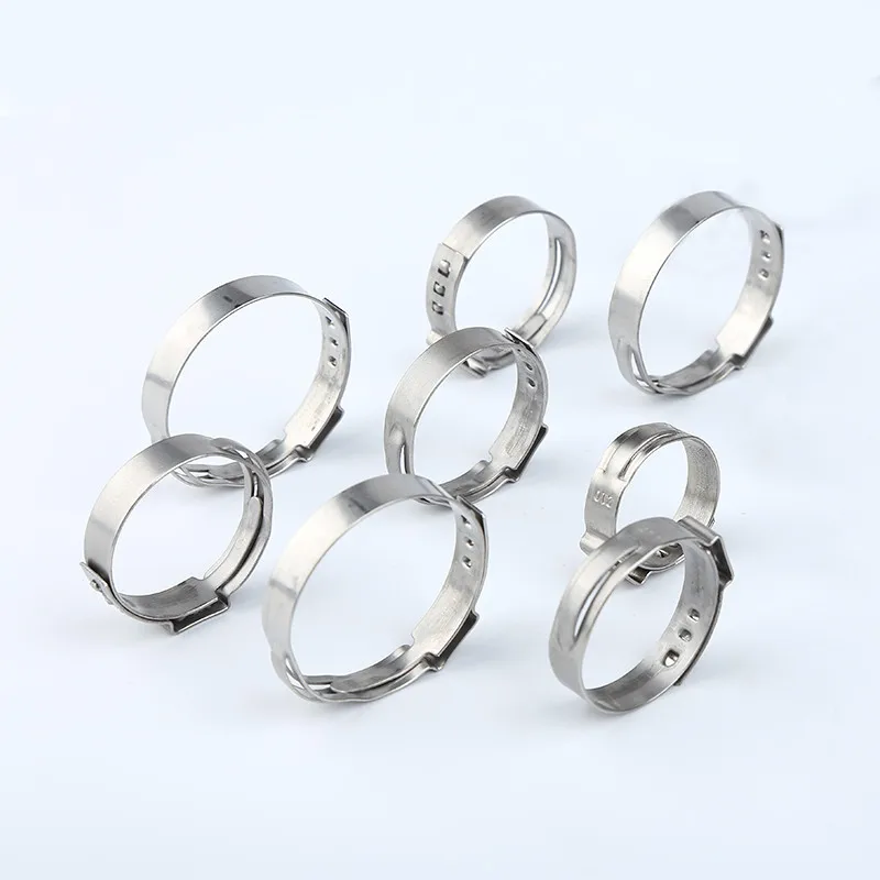 20pcs One Ear Stepless Hose Clamps 304 Stainless Steel Pipe Clips Clamping Quick Tube Clamp High Quality 6.5mm to 95.0mm