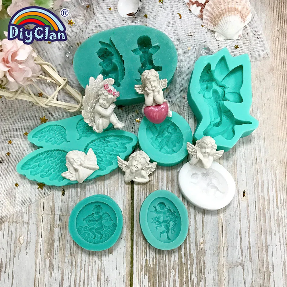 Angel Silicone Mold Fondant Cake Decorating Cupid Chocolate Dessert Cupcake Sugar Craft Flower Fairy Polymer Clay Epoxy Mould