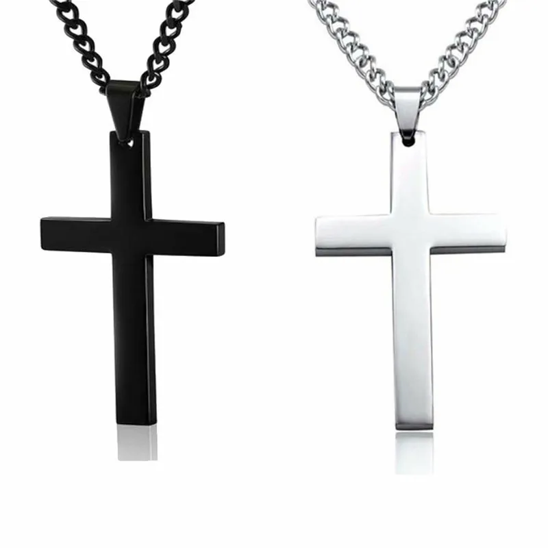 Fashion Classic Simple Cross Pendant Necklace For Women Men Stainless Steel Link Chain Charm Necklace Punk Hip Hop Jewelry Gift