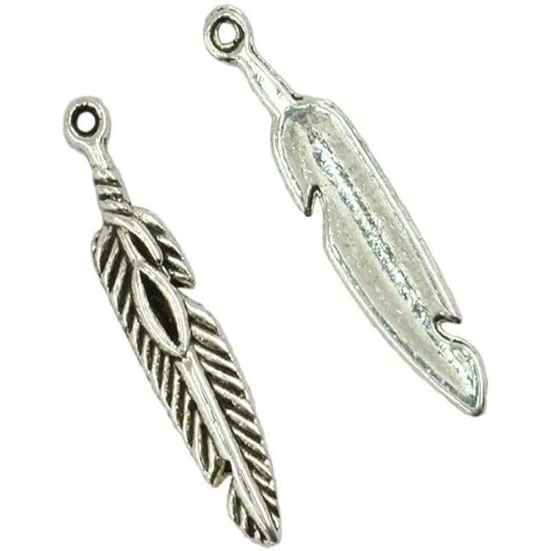 50Pieces Antique Silver Feather Dream Catcher Charms Pendants Connectors Set for DIY Jewelry Making Necklace Craft Accessories