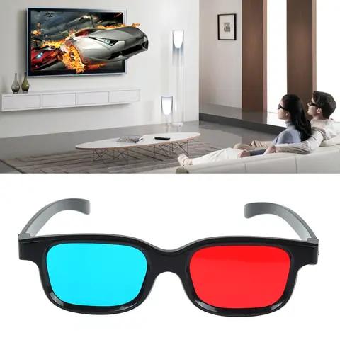 블랙 프레임 레드 블루 3D 안경 홈 시어터 차원 입체 영화 게임을위한 몰입 형 체험 DVD 비디오 선물 안경 문지름