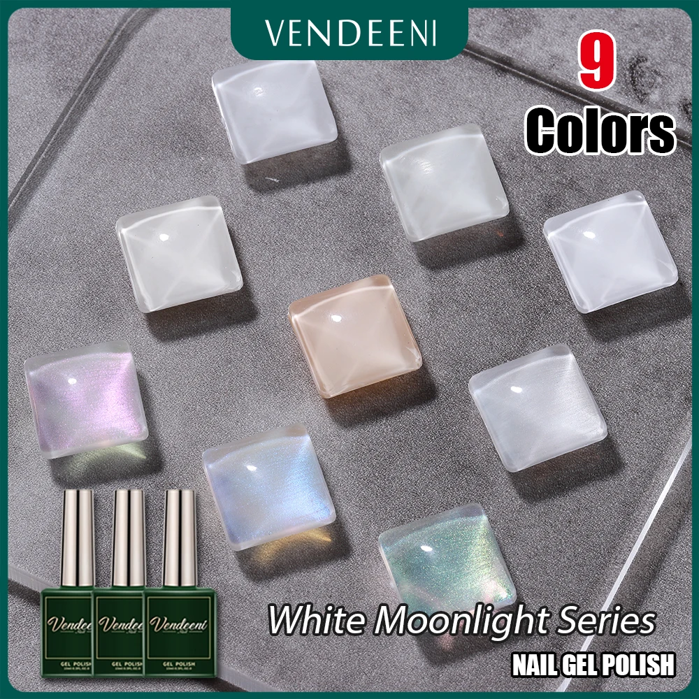 

Vendeeni 9 Colors White Moonlight Gel Nail Polish Pure White Milky Nail Art Gel Varnish Polish UV Shiny Glitter Gel Lacquer 15ml