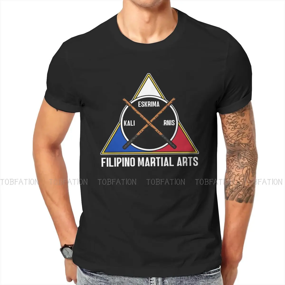 FMA Sparring Sticks Filipino Essential Round Collar TShirt Eskrima Kali Arnis Pure Cotton Basic T Shirt Man's Clothes Fashion